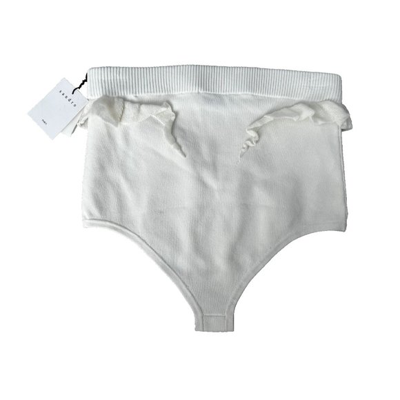 Sandro Belinda Ruffled High Waisted Rib Panty Underwear White - Picture 4 of 5